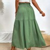 Womens Skirts High Slit Ruffle Hem Smocked Waist Midi Skirt - 3 of 4