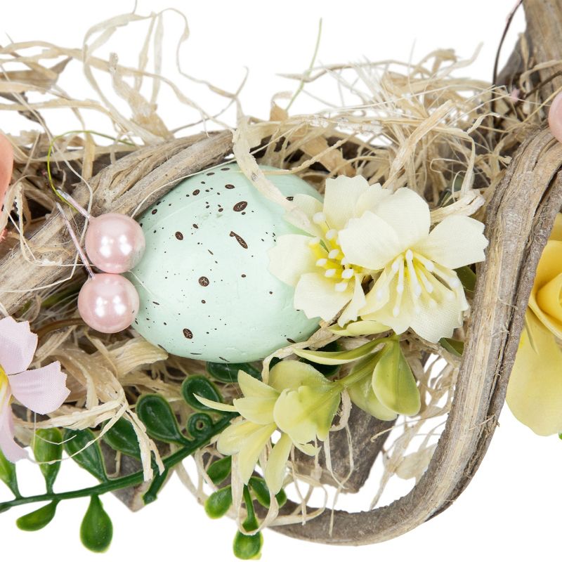 Northlight Flowers and Speckled Eggs Artificial Easter Wreath - 12", 4 of 6