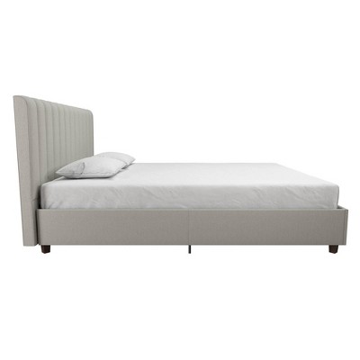 Elegant Queen Gray Linen Tufted Upholstered Bed with Wood Frame