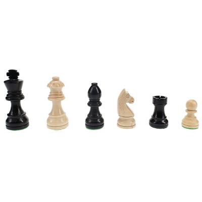 15-inch Black and Natural Wood Chess and Checkers Set with Storage Drawers