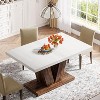 Okak Farmhouse Large Rectangular Dining Table with Sturdy Pedestal Base,Minimalist Kitchen Dinner Table for Dining Room,Breakfast Nook - 2 of 4