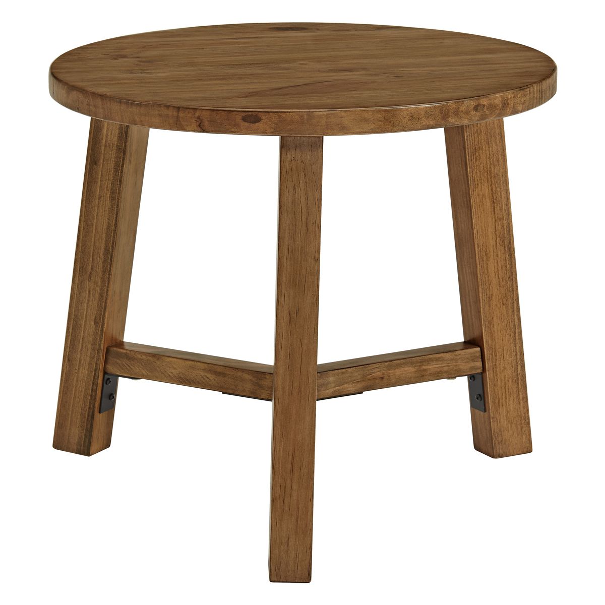 Alaterre Furniture Newbury Collection 20-Inch Round End Table or Nightstand, Solid Wood Farmhouse Accent Table, Pecan Finish - thumbnail 6