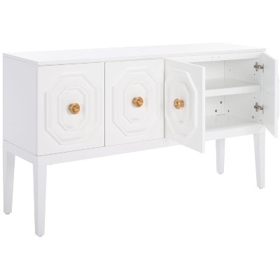 Riya White Mahogany 3-Door Sideboard with Gold Pulls