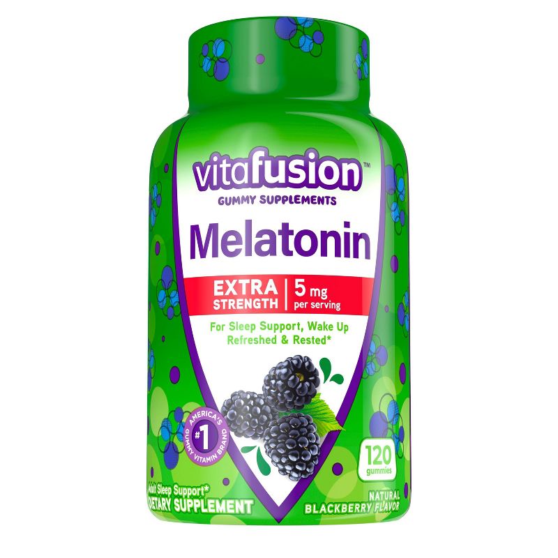 Vitafusion Extra Strength Melatonin Vitamin Gummies - Blackberry - 120ct, 1 of 13