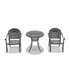 Gulches 3-Piece Cast Aluminum Patio Furniture Set Weather-Resistant Outdoor Dining Set with Red Cushions, Carved Design - 4 of 4