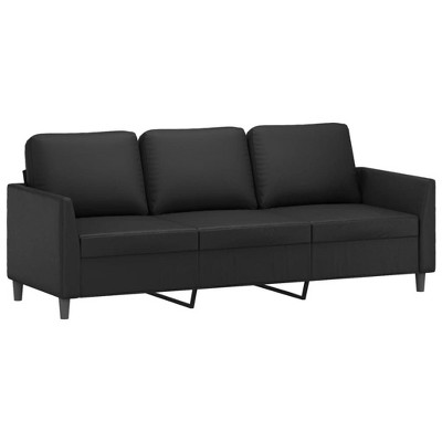 vidaXL Black 3-Seater Sofa - Faux Leather, Sturdy Metal Frame, Comfortable Seat Experience, 242.5 lb Load Capacity