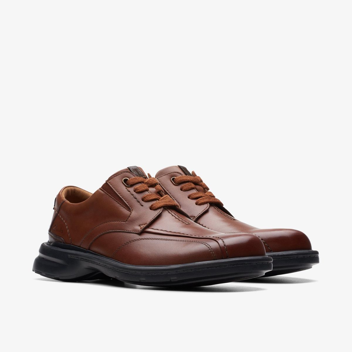 Clarks Mens Gessler Lace Dark Tan Leather Shoes - thumbnail 4