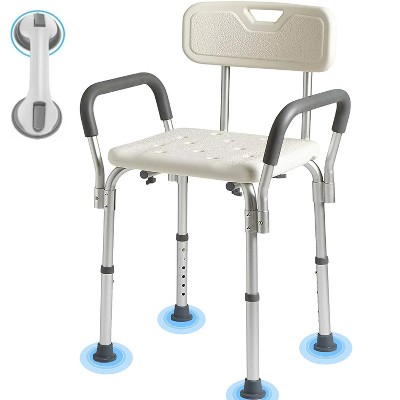 Musment Shower Chair, Shower Stool with Shower Grab Bar for Bathtub , Adjustable Shower Seat, White