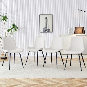 PAGED Faux Leather Dining Chairs Set,Kitchen Chairs with Wide Curved Cushion & Metal Legs,Dining Room Chairs for Kitchen,Living Room - 1 of 4