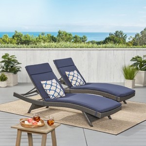 Christopher Knight Home Salem Outdoor Wicker Armless Adjustable Chaise Lounges with Cushion (Set of 2) - 1 of 4