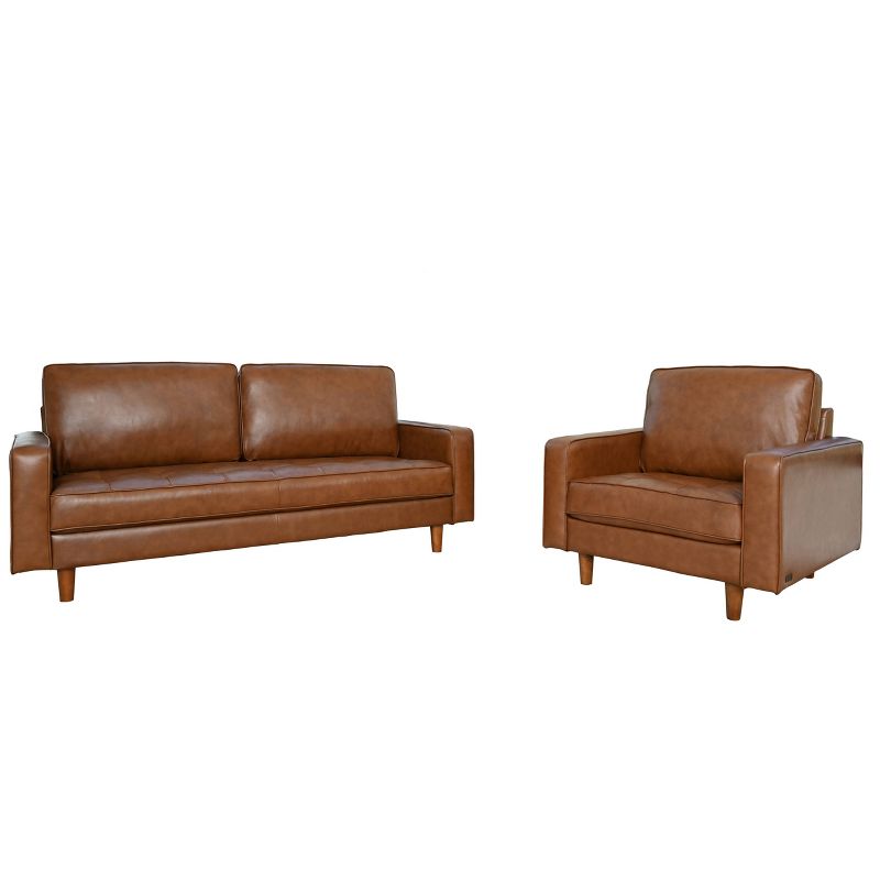 Hobbes Mid-Century Leather Sofa and Armchair Camel - Abbyson Living, 3 of 13