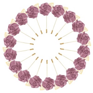 Unique Bargains Wedding Golden Leaf Rose Flower Lapel Pins for Men Suits 18 Pcs - 1 of 4