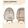 Oversize 360°Swivel Egg Chair Patio Rattan Egg Basket Lounge Chair, Steel Frame Stand and 4 Cushions for Patio, Porch,Living Room - 3 of 4