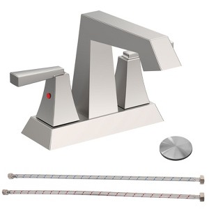 PAGED 2-Handle Bathroom Faucet 4 Inch Centerset Sink Faucet 3 Hole Lavatory Faucet with Pop Up Drain & Supply Lines - 1 of 4
