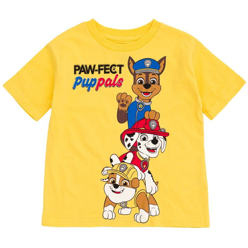 Paw Patrol Chase Marshall Rubble Pullover T-Shirt and Mesh Shorts Outfit Set Toddler to Big Kid, 3 of 8