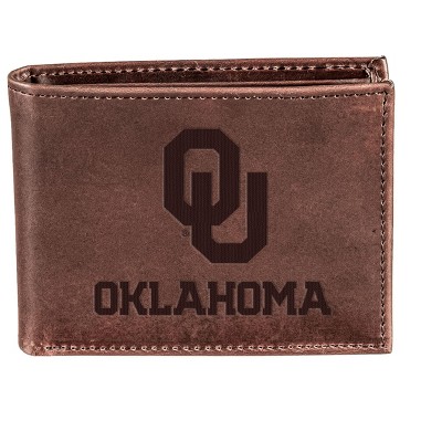 Evergreen NCAA Oklahoma Sooners Brown Leather Bifold Wallet Officially Licensed with Gift Box