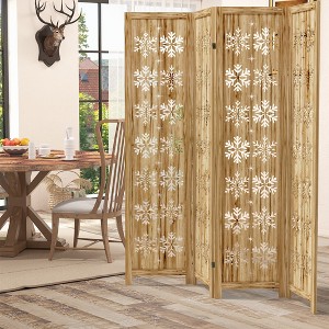MAYEERTY 63*67 in Wood Room Divider Folding Privacy Screen Freestanding Partition for Indoor, 4-Panels, Brown - 1 of 4