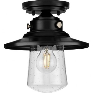 Progress Lighting Tremont 1-Light Matte Black Clear Seeded Glass Farmhouse Outdoor Semi-Flush Mount - 1 of 2