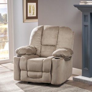 42.5" Wide Manual Recliner Armchair with Plush Fabric & Dual Cup Holders, Contemporary Lounge Chair for Living Room-3irtyhousy - 1 of 4