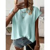 Womens Summer Cap Sleeve Tops Trendy Casual Crew Neck Knit Lightweight Sweater Pullover Top - 2 of 4