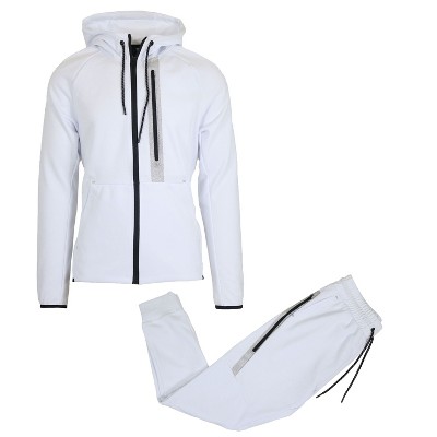 Galaxy R.P. Collection Men's Modern Fit  Full Zip Tech Fleece Hoodie and Jogger 2-Piece Set with Reflective Trim Design