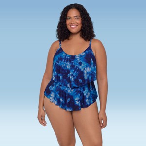 Trimshaper Women's Ronnie Two Tier Ruffle Plus Tankini Swimsuit Top - 1 of 3