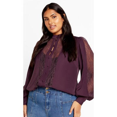 Women's Plus Size Georgia Top - dusty mauve | CITY CHIC