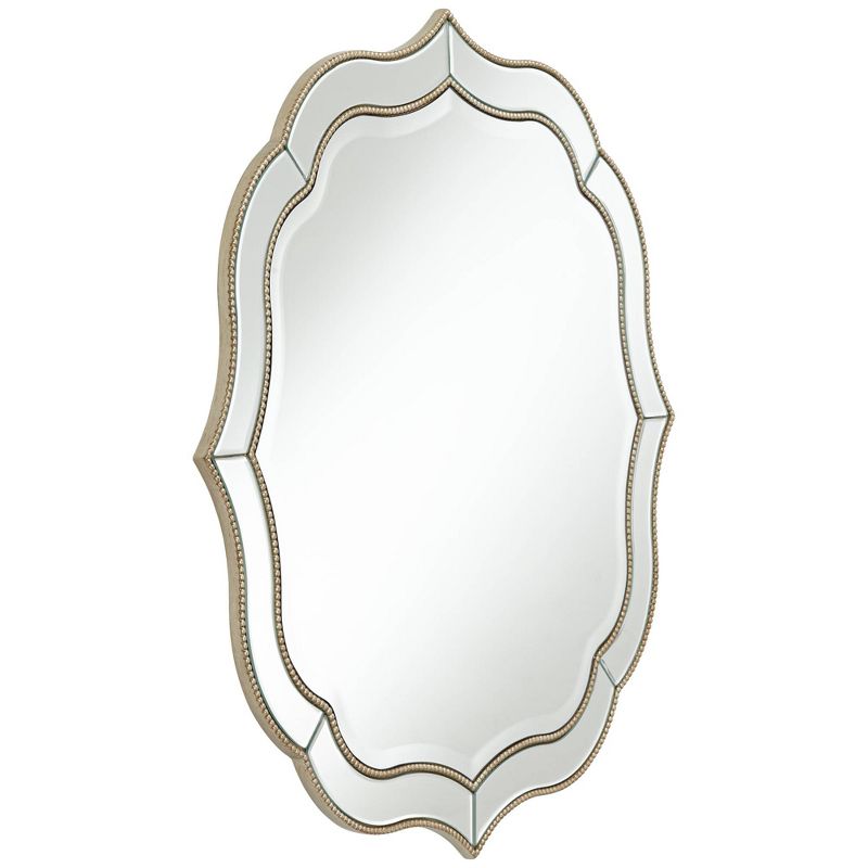 Noble Park Laureen Scalloped Round Vanity Wall Mirror Modern Beveled Glass Champagne Gold Beaded Frame 32" Wide for Bathroom Living Room Home Entryway, 5 of 10