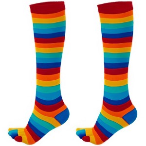 Striped Pattern Knee High Socks (Toe Socks) from the Sock Panda (Women's Sizes, Adult Medium) - 1 of 3