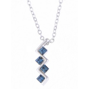 Anna-Kaci Women's Zigzag Blue Crystal Pendant Necklace, Modern Design with Adjustable Chain, Perfect for Casual and Formal Wear - Zigzag - 1 of 4
