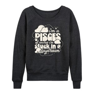 Women's - Instant Message - I'm A Pisces Daydream Lightweight French Terry Wide Neck Long Sleeve Graphic Shirt - 1 of 4