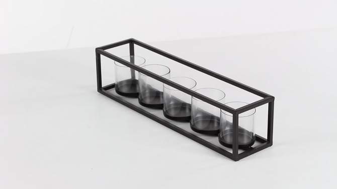 22&#34; x 5&#34; Contemporary Iron/Glass Five Light Candle Holder Black - Olivia &#38; May, 2 of 9, play video
