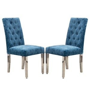 CLIHOME Set of 2 Modern Dining Chairs with Plush Velvet Upholstery, Sturdy Stainless Steel Legs & S-Shaped Springs - Ergonomic Support - 1 of 4