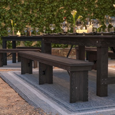 Antique Rustic Mahogany Solid Pine 8' Folding Farm Bench