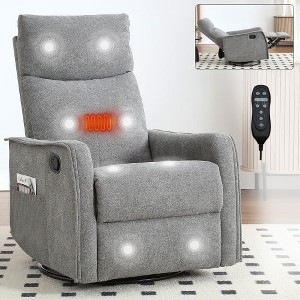 CENGHU Heat Massage Manual Recliner Chair with Rocker and Swivel, Fabric Recliner Chair for Adult, 360� Swivel Rocking Chair for Bedroom, Living Room - 1 of 4