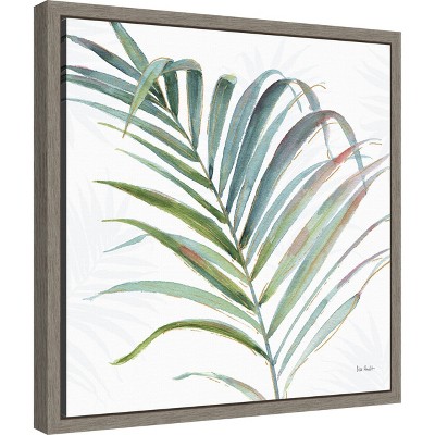 Tropical Blush V Green and Pink Framed Canvas Wall Art