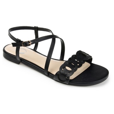 Journee Collection Womens Jalia Multi Strap Flat Sandals Black 8 : Target
