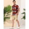 INSPIRE CHIC Men's Summer Beach Checked Short Sleeve Color Block Hawaiian Plaid Shirts - 4 of 4