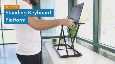 Adjustable Black Steel Standing Keyboard and Mouse Platform