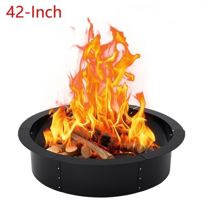 Fire Pit Ring 42x42x10 Inch Heavy Duty Round Solid Steel Fire Ring For Outdoor