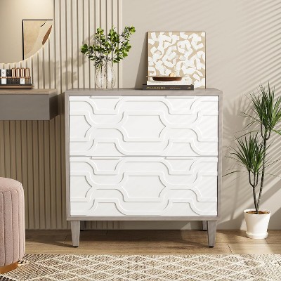 Gray and White 2-Drawer Legal Size Wood File Cabinet