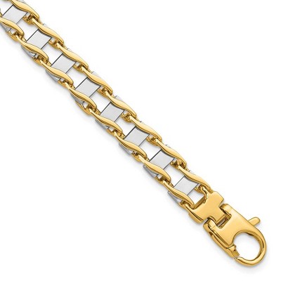 Black Bow Jewelry Men's 7.95mm Polished 14k Two Tone Gold Fancy Link Bracelet, 8.5 Inch