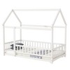 Dolonm Twin Size House Floor Bed with Roof Frame and Safety Guardrails for Kids Room - 2 of 4