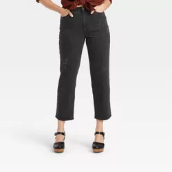 Women's Curvy Fit High-Rise Vintage Straight Jeans - Universal Thread™ Black 2