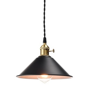 Claxy Industrial Farmhouse Pendant Light Kitchen Island Black - 1 of 4