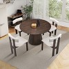 5 PCS Space-Saving Design Dining Set, Round MDF Table and 4 Boucle Chairs, Rubber Wood Frame Chairs with Polyester Cushion-Baofuwish - 3 of 4