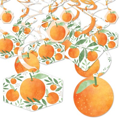 Big Dot of Happiness Little Clementine - Orange Citrus Baby Shower or Birthday Party Hanging Decor - Party Decoration Swirls - Set of 40