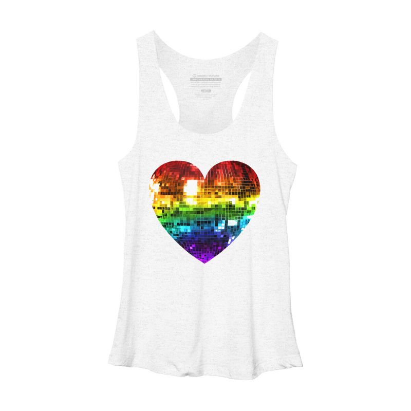 Adult Design By Humans Rainbow Disco Ball Heart By melvillesRacerback Tank Top, 1 of 3