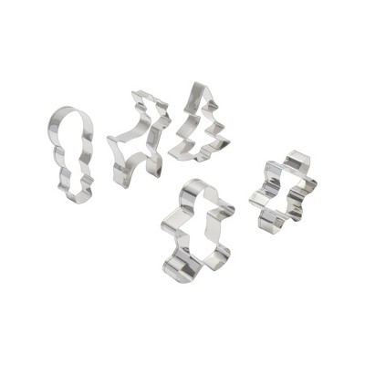 Unique Bargains Cookie Cutters 5 Pcs Christmas Cookie Mould Set Style 1 Dishwasher Safe Stainless Steel Silver Tone 1 Set