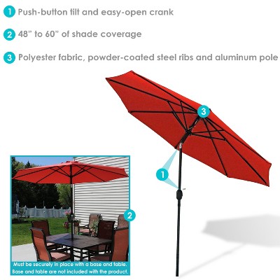 Burnt Orange 9-Foot Aluminum Patio Umbrella with Polyester Canopy